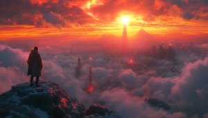 Fiery Sunset Cityscape 4K Desktop Background Free Mobile Wallpaper