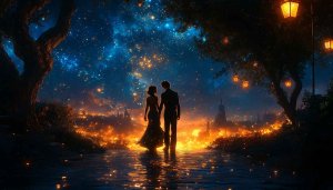 Romantic Couple Under Starry Sky Free Mobile and Desktop Wallpaper
