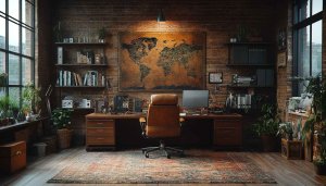 Vintage Office Wallpaper - Executive Room 4K Desktop Background Aesthetic