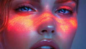 Red Light Face Girl Aesthetic 4K Mobile Phone Wallpaper