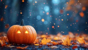 Halloween Pumpkin Wallpaper, Autumn Leaves Background, Spooky Mobile Wallpaper