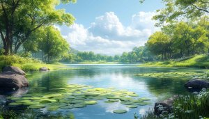 Calm Lake Lilypads 4K Desktop Background Free Nature Wallpaper