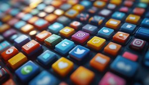 Colorful Social Media App Icons Wallpaper 4K Desktop Background