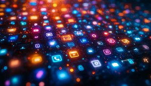 Neon App Icons 4K Desktop Wallpaper for Mobile Background Use