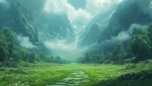 Green Mountain Valley Scenery 4K Desktop Background Mobile Wallpaper