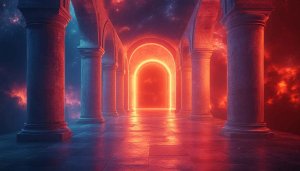 Glowing Portal With Columns 4K Desktop Mobile Wallpaper Free