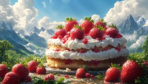 Strawberry Cake Mountain View Desktop Wallpaper, Mobile Backgrounds Free