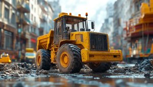 Yellow Dump Truck Construction Vehicle 4K Desktop Mobile Wallpaper