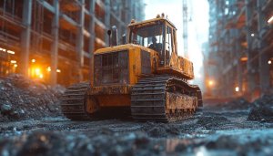 Construction Site Yellow Bulldozer 4K Desktop Background Free Wallpaper