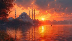 Hagia Sophia Istanbul Sunset View 4K Desktop Wallpaper Free