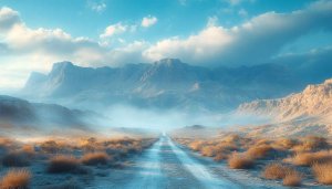 Scenic Desert Road Mobile Wallpaper, Mountain Landscape 4K Desktop Background