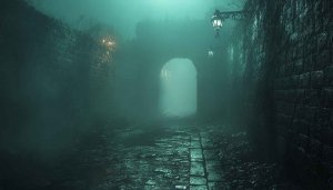 Mystical Foggy Alleyway Street Lamp Mobile Wallpaper Backgrounds