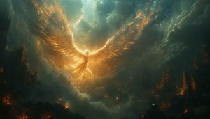 Golden Angel Wings Fantasy Art Mobile Wallpaper 4K Background