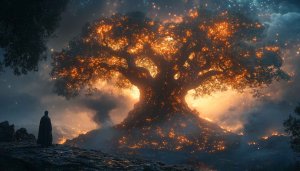 Mystical Glowing Tree 4K Desktop Wallpaper, Fantasy World Background