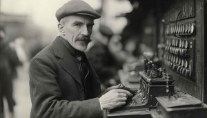 Vintage Telephone Operator Desktop Wallpaper Black and White 4K