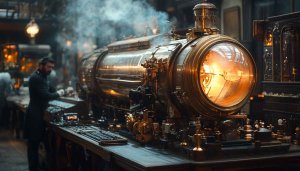 Steampunk Train Engine 4K Desktop Wallpaper Free Mobile Background