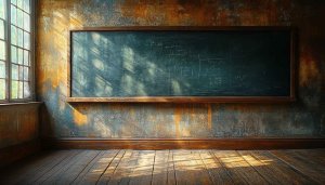 Vintage Classroom Background 4K Wallpaper, Grunge School Chalkboard Aesthetic