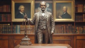 Bronze Statue of Justice 4K Wallpaper for Desktop Backgrounds