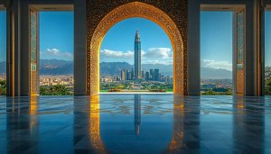 Dubai Skyline Mobile Wallpaper, Free Golden Arch Architecture Background