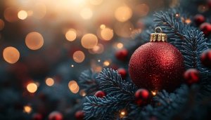 Festive Christmas Tree Ornament Bokeh 4K Desktop Background Wallpaper