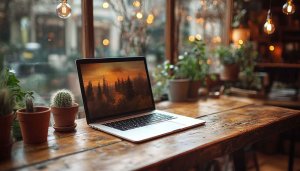 Workspace Aesthetic Wallpaper: Cozy Laptop Background for Desktop and Mobile