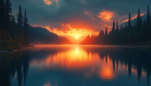 Orange Sunset Lake Reflection 4K Desktop Background Free Mobile Wallpaper