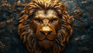 Golden Lion Head 4K Wallpaper for Desktop Mobile Background