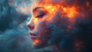 Fiery Woman Portrait Art 4K Desktop Wallpaper Background