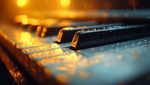 Piano Keys with Raindrops Abstract 4K Desktop Background Wallpaper