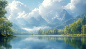 Scenic Lake and Mountain Range 4K Desktop Wallpaper Background
