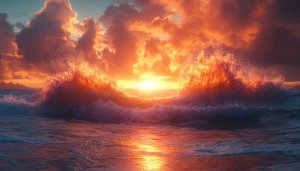 Ocean Sunset Waves 4K Desktop Wallpaper, Free Mobile Background