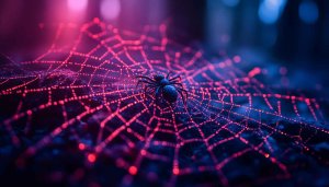 Glowing Spider Web Mobile Wallpaper - Halloween Desktop Background