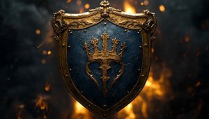 Royal Crest Shield Wallpaper: Golden Crown Emblem 4K Desktop Background