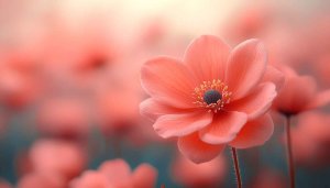 Coral Pink Anemone Flower Blossom 4K Desktop Mobile Wallpaper