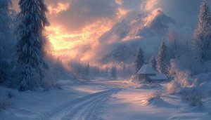 Winter Mountain Sunset Wallpaper For Desktop Background Free No Sign Up