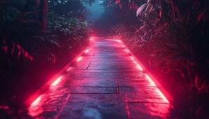 Neon Lit Path 4K Desktop Background Free Mobile Wallpaper