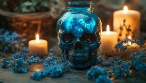 Skull Bottle Candlelit Dark Fantasy Mobile Wallpaper Free Background