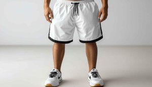 Man Wearing White Shorts with Black Trim Mobile Background Image