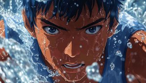 Anime Swimmer Portrait Art Mobile Wallpaper 4K Desktop Background