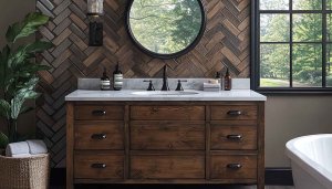Rustic Bathroom Vanity 4K Background | Modern Interior Wallpaper