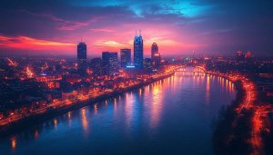 Nashville Skyline Sunset 4K Desktop Wallpaper, Cityscape Mobile Background