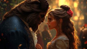 Beauty and the Beast Romance 4K Wallpaper Desktop Background