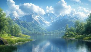Serene Mountain Lake 4K Desktop Wallpaper Nature Background Scenery