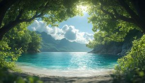 Tropical Island Beach 4K Wallpaper for Desktop and Mobile Background