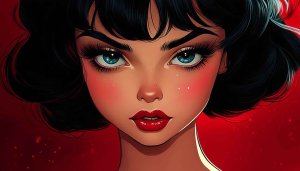 Beautiful Woman Portrait Art Free Mobile Wallpaper Red Background