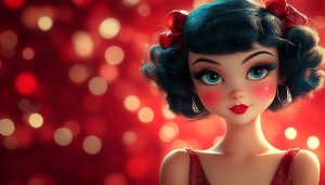 Cartoon Girl with Red Bows 4K Wallpaper For Mobile Device