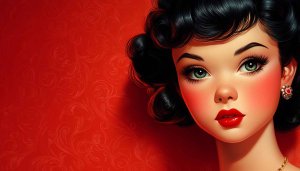 Vintage Cartoon Pinup Girl Red Wallpaper for Desktop & Mobile