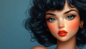 Cartoon Girl with Blue Eyes, Free Mobile and Desktop Wallpaper