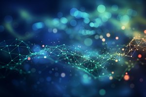 Futuristic Digital Network Background with Glowing Connections for Desktop