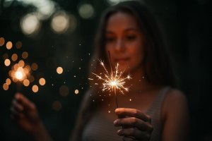 Night Sparkler Glow Desktop Wallpaper